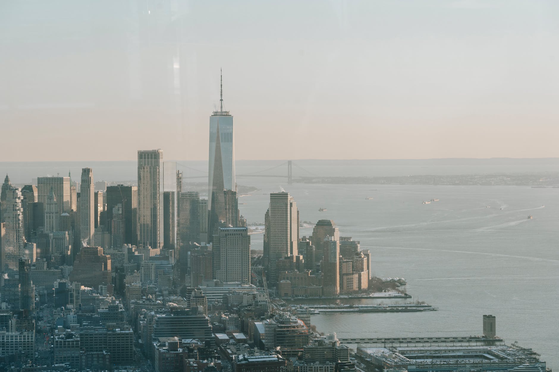 picturesque cityscape of new york under sundown sky